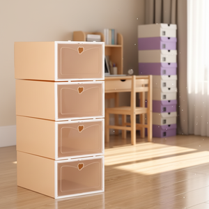 Boîte à chaussures en <span class=keywords><strong>plastique</strong></span> <span class=keywords><strong>pas</strong></span> chère, transparente, empilable, organiseur <span class=keywords><strong>de</strong></span> <span class=keywords><strong>rangement</strong></span> pour chaussures pour dortoir et petits espaces - Product Image 1