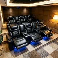 Nouveau fauteuil inclinable électrique de style cinéma maison pour salle audiovisuelle privée de villa, avec rangement, porte-gobelet réfrigérant et lumière d'ambiance