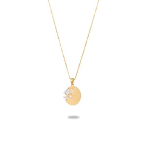 INS vendita calda collana in acciaio inox design creativo gioielli irregolare pendente ovale con cristallo per le donne su misura MOQ basso