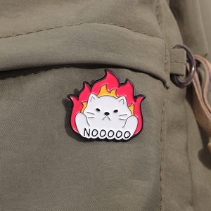 Pin esmaltado de gato gordo blanco bonito, libro de café, <span class=keywords><strong>motosierra</strong></span>, trabajo, insignia de solapa de Animal, broche de Metal divertido, regalo al por mayor - Product Image 3