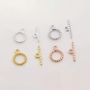 925 Sterling Silver Toggle Clasps Gold Plated Flower Shaped OT Clasp Rope Clasp For Bracelet Necklace Making