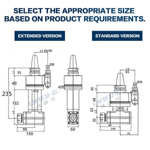 Tête de fraisage à angle droit personnalisée HSK63 ISO40, tête angulaire BT40, queue de fixation ER32, tête multifonction pour fraisage angulaire - Product Image 2