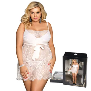 Großhandel Kleidung Neuheiten Box Verpackung Modenschau Sexy Babydoll Nachtwäsche Nighty Plus Size Damen Sets