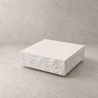Table basse moderne minimaliste en résine peinte blanche, socle en faux marbre, bloc carré, mobilier de salon, Future Star Marble Hotel