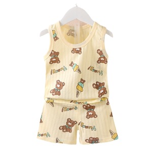 2025 Version coréenne été respirant enfants gilet ensemble garçons et filles bébé dessin animé mince sans manches gilet Shorts à la mode - Product Image 5