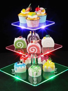 Hiện đại Vòng Acrylic cupcake hiển thị đứng với LED <span class=keywords><strong>String</strong></span> Lights món tráng miệng Pastry tháp chủ - Product Image 4
