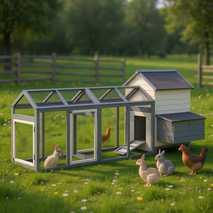 Gallinero Doble Grande de Madera Gris para Conejos, Modelo D0100X3HGDX, Caja de Anidación para Aves de Corral en el Patio Trasero - Product Image 2