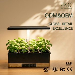 Jardin d'intérieur intelligent J&C à l'aspect bois naturel avec lumière LED réglable pour les herbes aromatiques et les légumes à feuilles vertes de la cuisine - Product Image 1