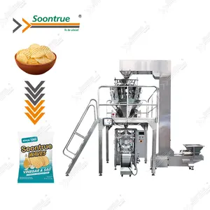 Balança automática multihead para salgadinhos, salgadinhos de batata, saquinhos de nitrogênio para alimentos, máquina de embalagem vertical