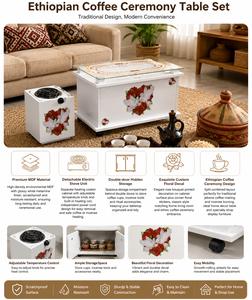 Traditional Habesha Rekebot <b>Table</b>, Ethiopian Coffee Ceremony Set for Cultural Events, Family Gatherings, and Home Celebrations <b>C</b> - Product Image 2