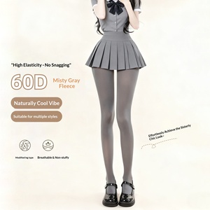 Collants gris uni 60D, respirants, en velours, taille moyenne, pour Jk, grande taille, très élastiques, base <span class=keywords><strong>blanc</strong></span> laiteux - Product Image 1