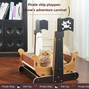Nueva Cama para Gatos con Diseño <span class=keywords><strong>de</strong></span> Barco Pirata <span class=keywords><strong>de</strong></span> Halloween, Silla Mecedora, Sofá, Juguete, Columpio Grande, Papel Corrugado Transpirable, Artículos para Mascotas - Product Image 4