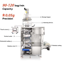 Machine d'emballage automatique à 3 voies pour sachets, avec scellage sur 4 côtés, remplissage, collage et découpe, pour granulés