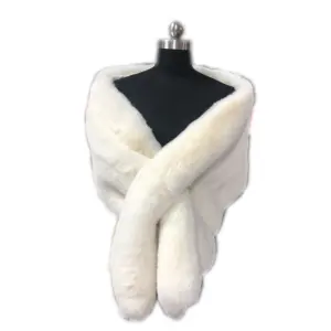 White 100% High Quality Fur Wrap Women Fur Opera Cape Tippet Poncho Fox Fur Bride Wedding Shawl