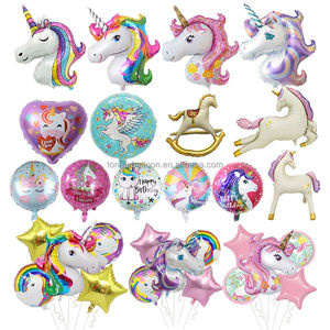 Venta al por Mayor de 5 Globos de Aluminio Metalizado Mate de 18 Pulgadas con Forma de Cabeza de Pony, Decoraciones Inflables de Helio para Fiestas de Cumpleaños, Juego de Globos de Unicornio - Product Image 1