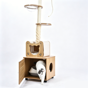 <span class=keywords><strong>Arbre</strong></span> à <span class=keywords><strong>chat</strong></span> réglable du sol au plafond, multifonctionnel, avec poteaux à gratter en sisal pour chats d'intérieur - Product Image 4