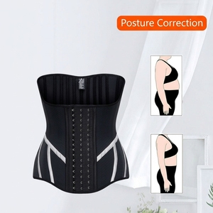 Ceinture amincissante pour femme en <span class=keywords><strong>latex</strong></span> lisse avec 9 baleines en acier, 4 rangées de crochets, gaine sculptante pour le contrôle du ventre, idéale pour le sport et l'entraînement - Product Image 5