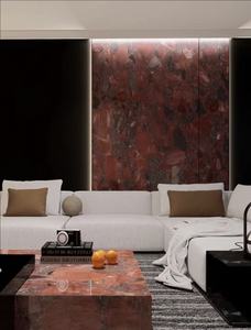 Losa de Mármol Rojo Prosperous Beauty Directo de Fábrica, Pulida con Vetas de Rubí, Moderna para Mesa de Centro de Hotel de Lujo, Cocina, Comedor, Villa - Product Image 5