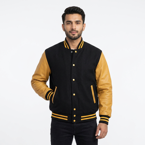Top Selling Men's <b>Winter</b> Varsity Jacket Custom Breathable Quick Dry Leather and Wool Embroidery <b>Decoration</b> - Product Image 1