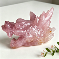 Statue de dragon chinois sculptée à la main en pierre précieuse naturelle, 12 cm, Sodalite, Quartz Rose, Sculpture de tête de dragon en cristal pour la décoration Feng Shui
