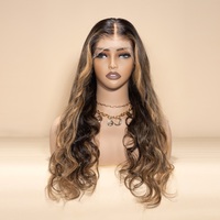Perruque HD Lace sans colle, prête à porter, avec mèches couleur piano, dentelle pré-coupée effet peau fondu, pour grossistes de cheveux en boutique