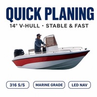 Bateau de pêche en fibre de verre 4,3 m Chaser 430, bateau côtier à vendre, prêt pour moteur hors-bord jusqu'à 60 CV