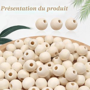 Bola de Madera Redonda Natural sin Acabado con Orificios para Hacer Joyas, Pulseras, Manualidades, Cuentas Espaciadoras y Artesanías con Pulseras - Product Image 2