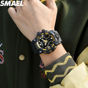 SMAEL 8075 Dual Display Quartz Watch Multi Color Option 30-50M Waterproof PU Strap Outdoor Sports Wristwatch - Product Image 3