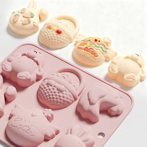 Moule à gâteau en silicone antiadhésif MUYULINS Factory Easter 6 cavités, motif lapin, LFGB, facile à démouler, sans BPA, pour la décoration de gâteaux mousse - Product Image 1