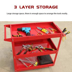 Chariot à outils en acier à roulettes à 3 niveaux, chariot de réparation, chariot d'atelier, armoire de rangement de <span class=keywords><strong>garage</strong></span>, organisateur, plaque à trous suspendus, boîte à pièces - Product Image 3