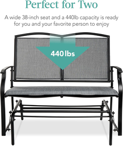 Danlong Direct Produce Chaise de Patio Extérieure pour 2 Personnes Planeur Banc en Acier Causeuse Rocker pour Pont Porche - Product Image 4