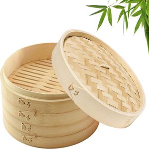 Cesta de Vapor de Bambú de 2 Niveles para Dim Sum y Dumplings, Juego de Utensilios de Cocina, Vaporera de Arroz con Paquete para Cocinar Alimentos - Product Image 1