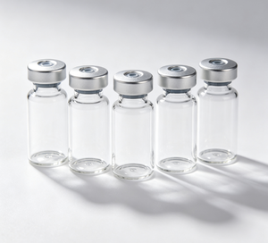 Botellas Pequeñas de Vidrio Borosilicato Transparente con Tapas de Aluminio Plateadas, Envases Herméticos con Cuello Prensado - Product Image 1
