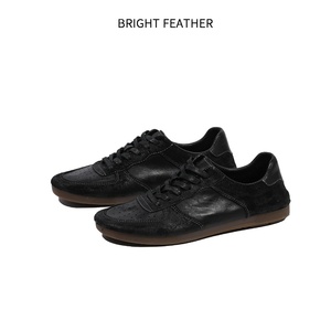 BRIGHT FEATHER Chaussures Rétro Marron <span class=keywords><strong>en</strong></span> <span class=keywords><strong>Cuir</strong></span> Véritable Peintes à la Main à Lacets Respirantes Décontractées pour Hommes Faites à la Main - Product Image 4