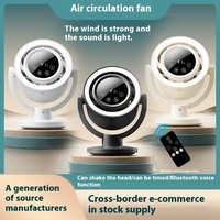 Ventilateur portable rechargeable avec grande batterie, alimenté par USB, télécommande, commande vocale intelligente, minuterie, oscillation, circulation d'air et lampe