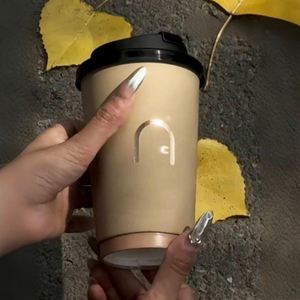 Custom Printed Logo 16oz <b>Disposable</b> Tactile Paper Milk Tea <b>Cup</b> Luxury Khaki Double Wall Paper Coffee <b>Cup</b> With Lid - Product Image 2