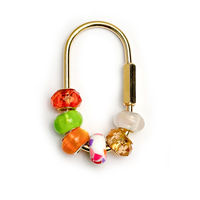 Porte-clés artisanal en acrylique de Murano avec perles de cristal bleues, breloque mousqueton plaqué or pour sac à main et clés