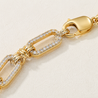 Bracelet chaîne à maillons rectangulaires en laiton plaqué or micro-pavé CZ Mylove Custom Jewelry pour femmes, bijoux tendance