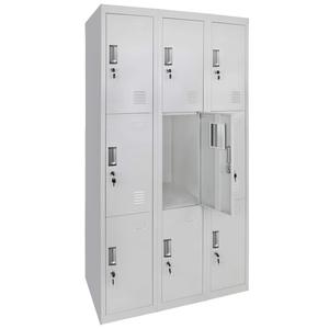 9 Doors Metal <b>Locker</b> Steel <b>Wardrobe</b> with Mirror Clothing <b>Locker</b> School Employee Staff Worker Storage Gym Changing Room - Product Image 1