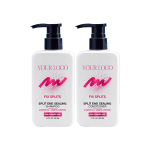 Juego de champú y acondicionador de fórmula Paris de etiqueta privada con aceite de ricino y vitaminas B3 y B5 para reparar el cabello dañado largo - Product Image 1
