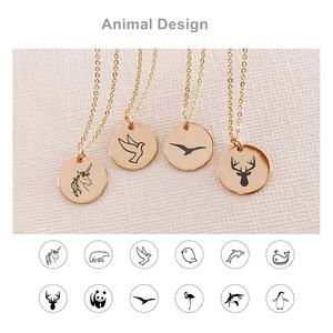 Logotipo grabado personalizado de 316L, joyería de acero inoxidable, 18k, disco chapado en oro, moneda redonda, colgante en blanco, collar, venta al por mayor - Product Image 3