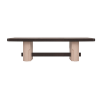 Table basse moderne en micro-ciment avec plateau en bois de noyer et pieds faits à la main, légère, pour salon, vente en gros