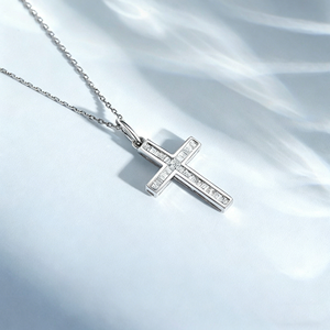 SGARIT custom Jewelry Minimalist Diamond Cross Pendant 18k gold lab grown diamond Necklace VS D IGI certificate for <b>gift</b> party - Product Image 2