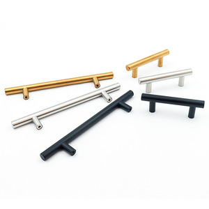 Manijas Modernas de Tubo Recto de Acero Inoxidable con Acabado Negro Dorado Antioxidante para Muebles de Baño y Cómodas - Product Image 2