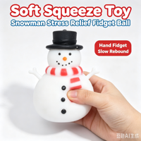 Jouet anti-stress souple et amusant en forme de bonhomme de neige avec chapeau haut, jouet sensoriel, décoration de Noël, cadeau pour enfants et adultes