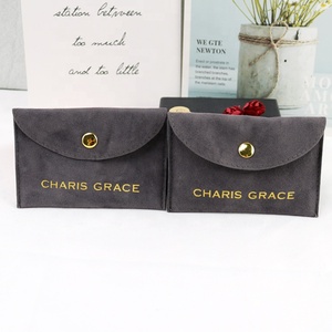 Luda Custom Velvet Jewelry Display Pouch Microfiber Faux Suede Flap <b>Envelope</b> Necklace Earring Jewelry Packaging Bag with logo - Product Image 6