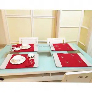 定制厨房红色圣诞花毡餐垫