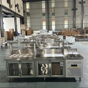 Comptoir de préparation de Bubble Tea en acier inoxydable avec éclairage bleu - Product Image 1