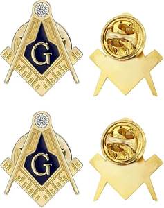 Broches de Solapa Metálicos Personalizados de la Francmasonería, con Impresión UV Tradicional, Chapados en Oro, Insignias Masónicas Esmaltadas - Product Image 2