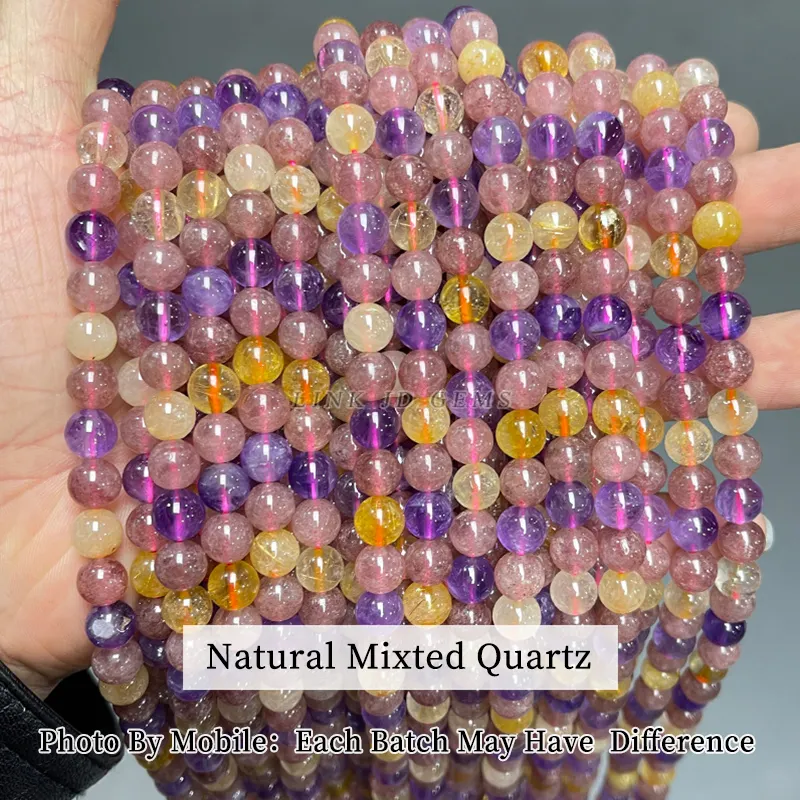 JD Wholesale 4-12mm Natural Stone Loose Round Beads Crystal Healing Gemstone Amethyst Rose Quartz Stone Beads for Jewelry Making